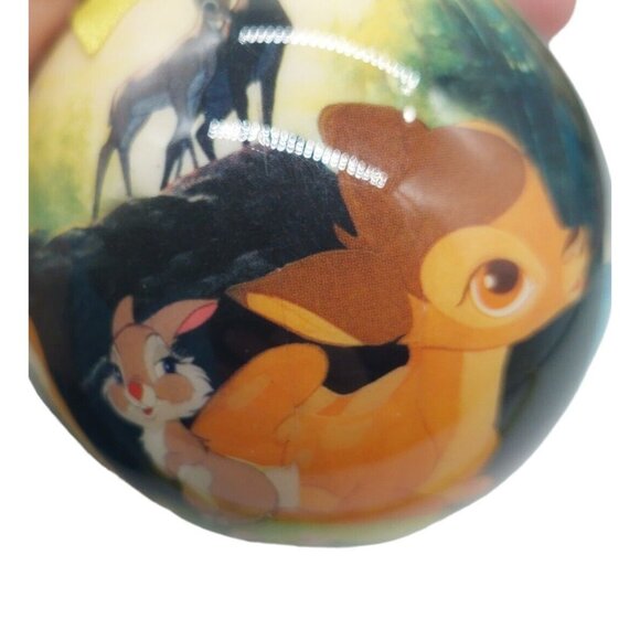 Disney Bambi Christmas Ball Ornament Yellow Green Ribbon Paper Mache - Picture 11 of 11